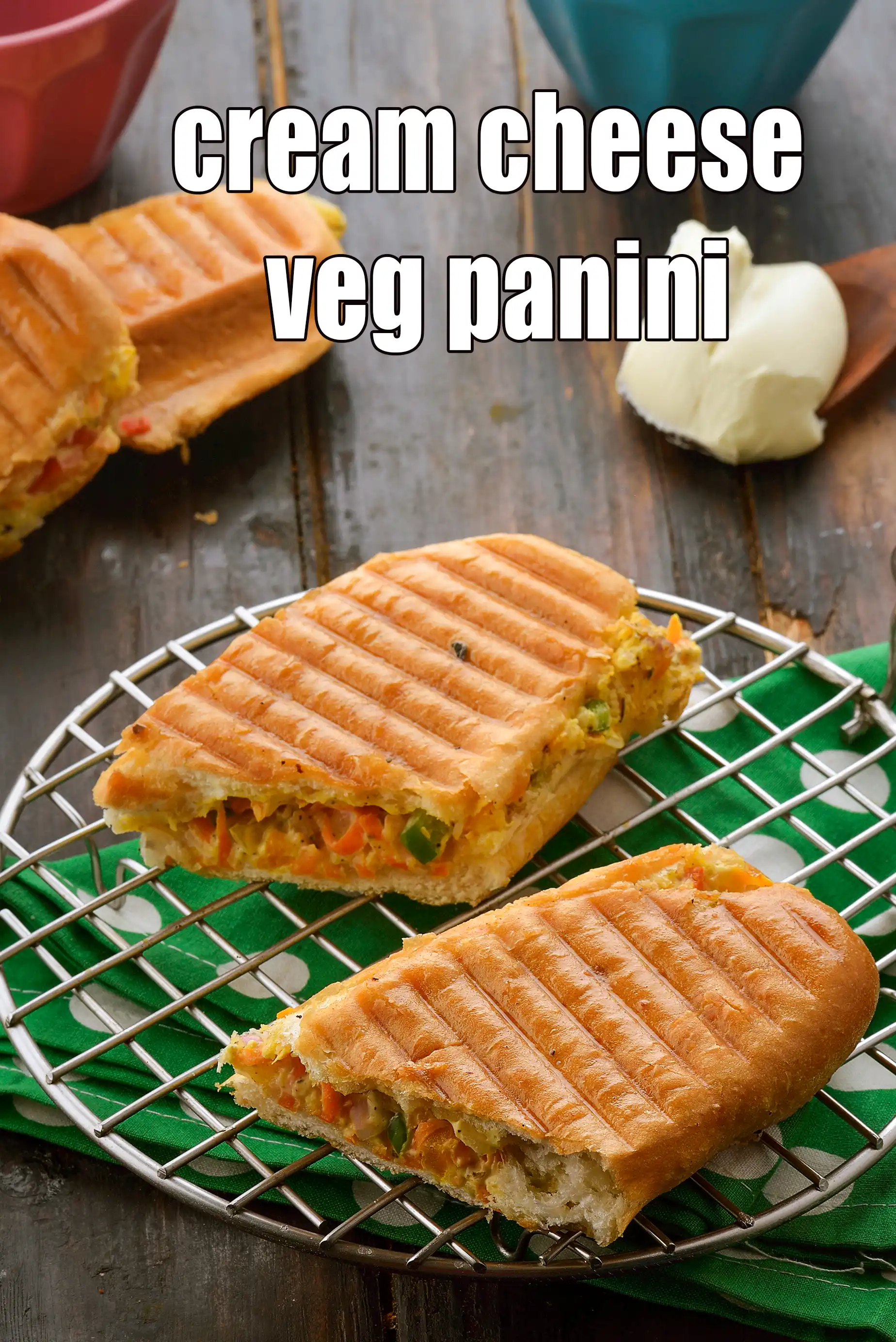 cream cheese veg panini recipe | cream cheese sandwich | grilled veggie cream cheese panini | Indian style |