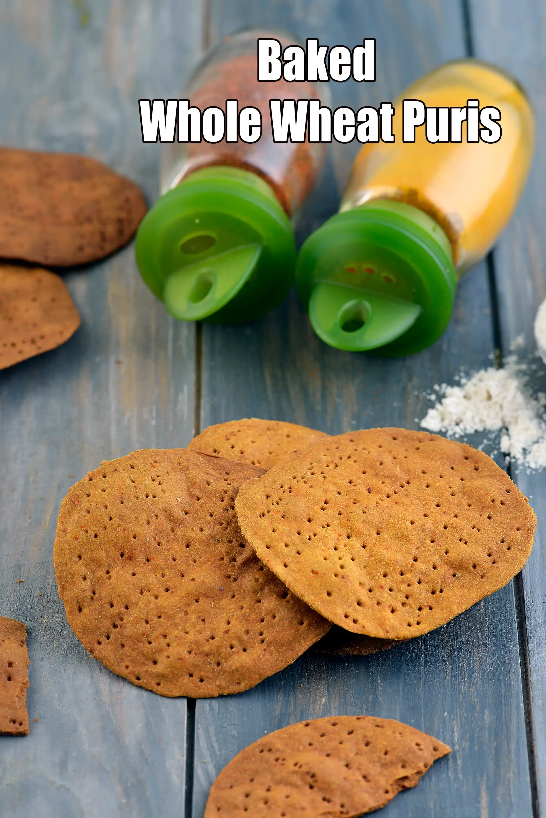 baked whole wheat puri recipe| whole wheat masala puri | healthy baked papdis |