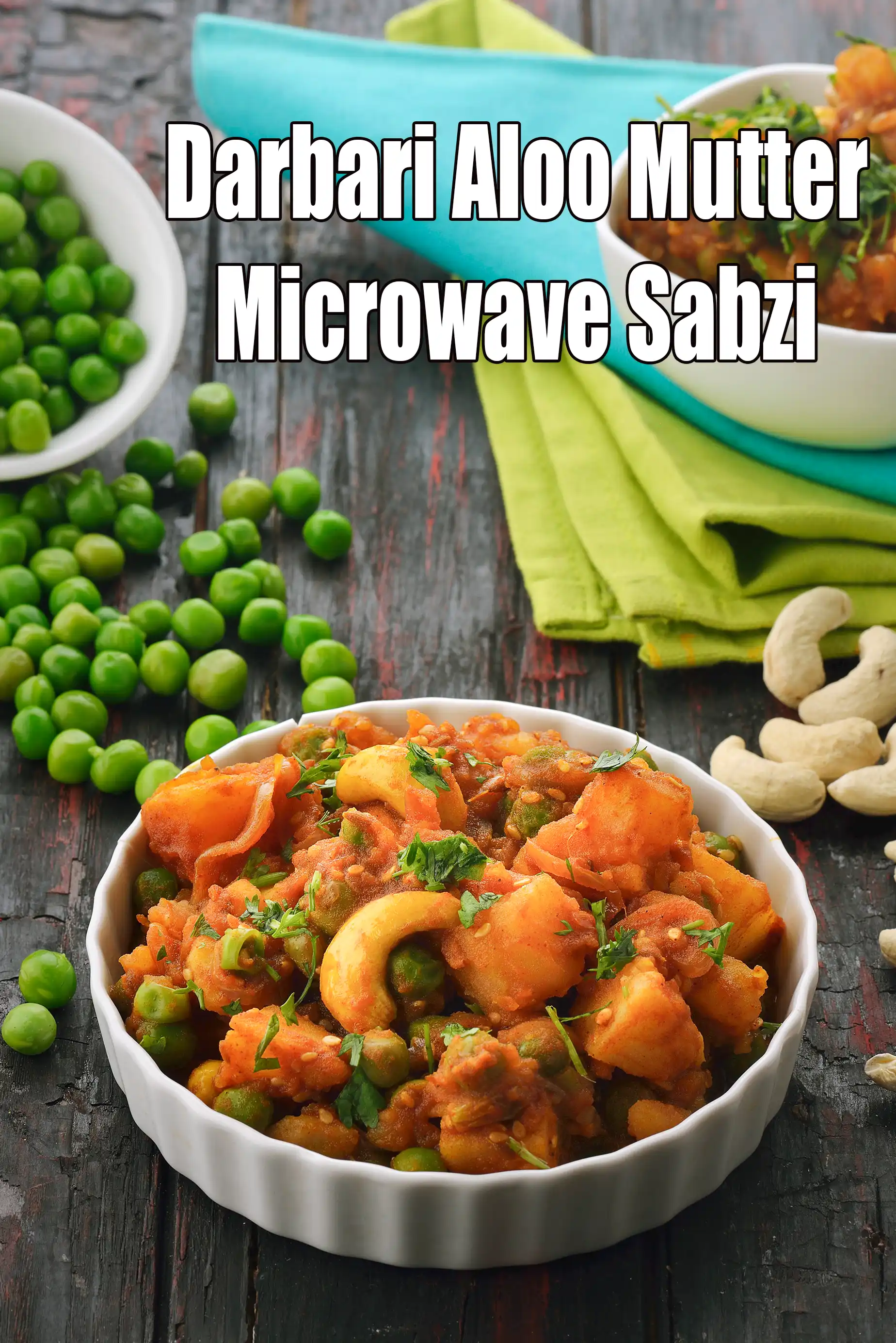 Darbari Aloo Mutter Microwave Sabzi |  Microwave sukhi  Aloo Mutter Sabzi |
