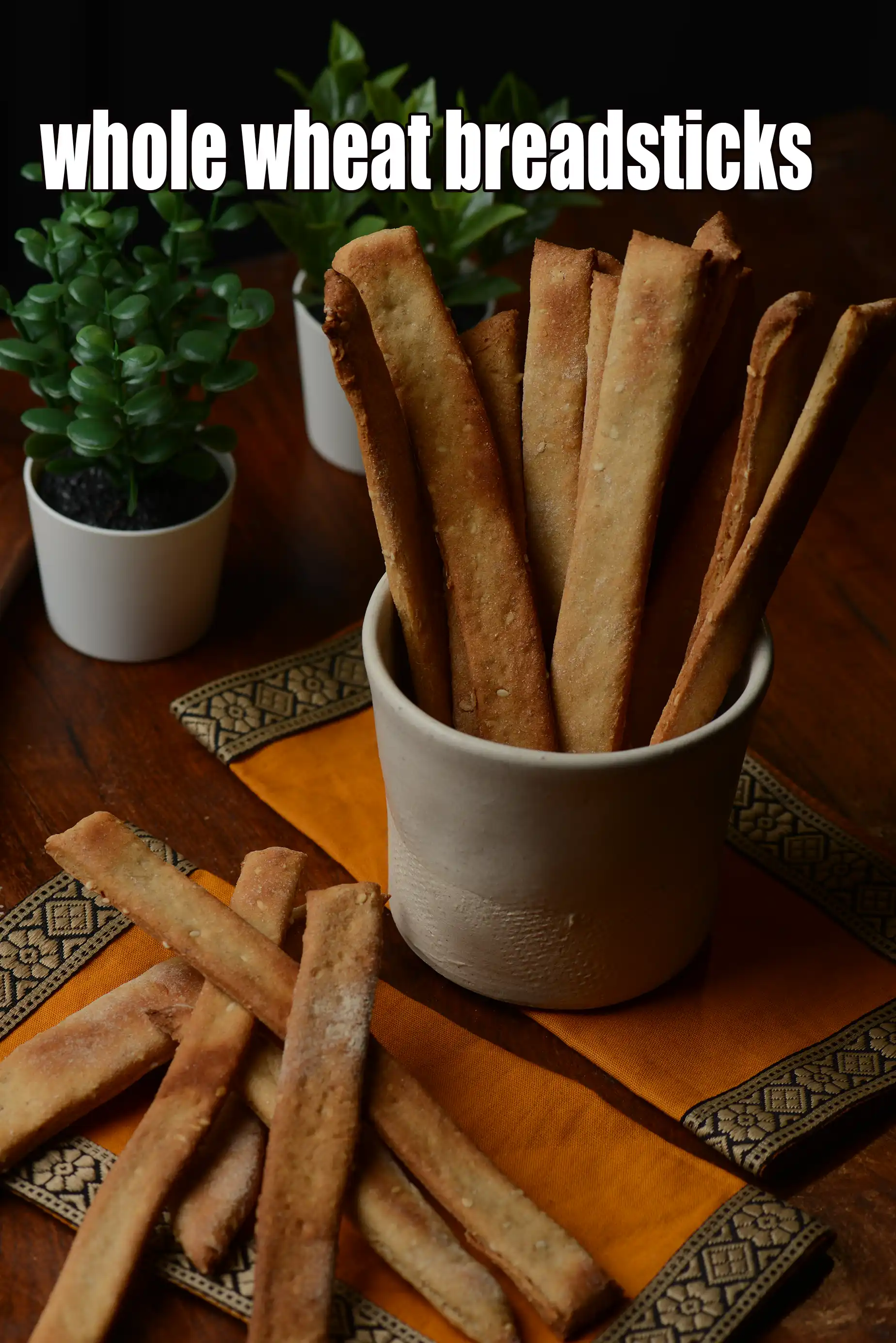 whole wheat breadsticks recipe | Indian style whole wheat breadsticks | eggless |