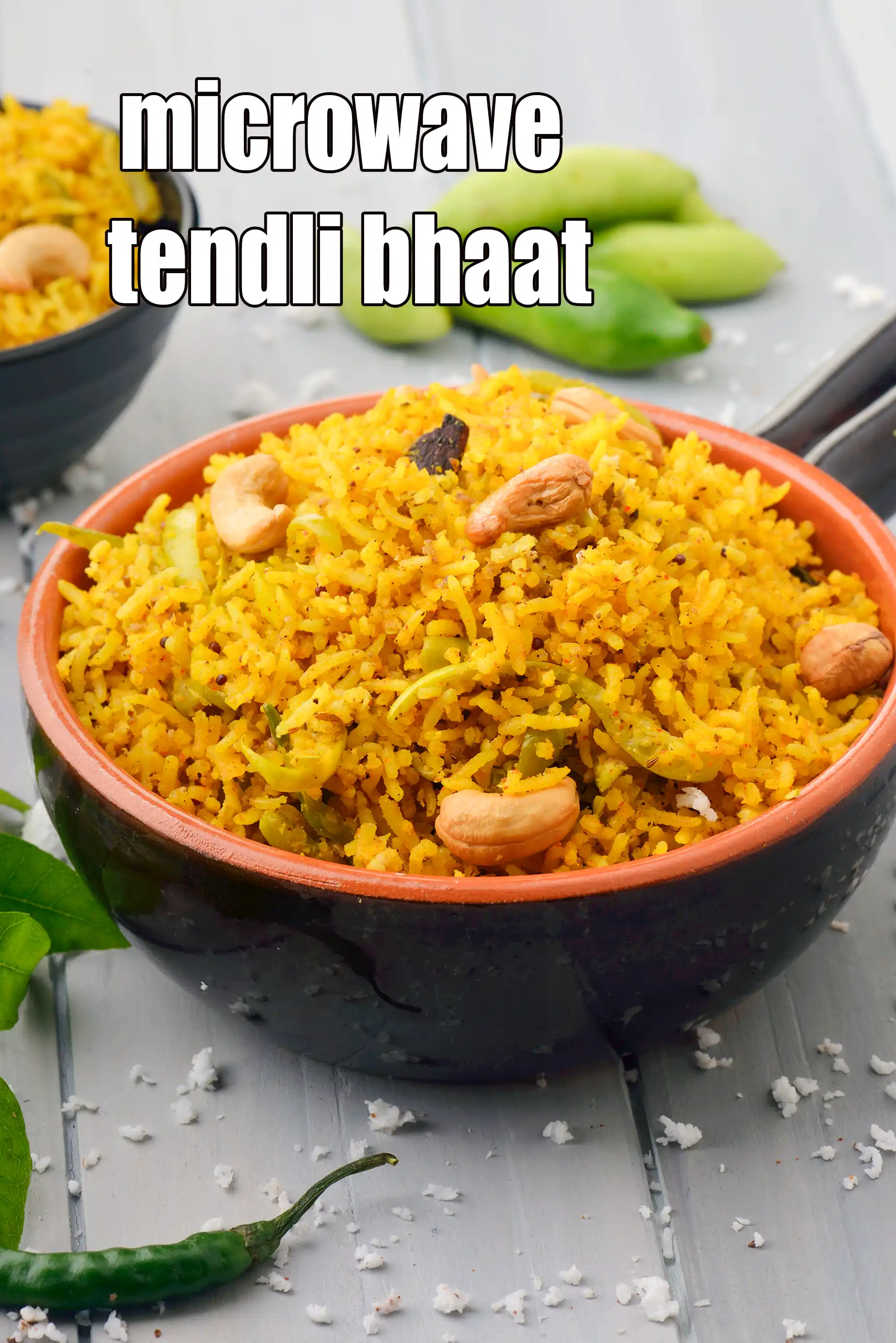 microwave tendli bhaat | instant ivy gourd rice | quick tendli bhaat recipe | microwave tendli rice |