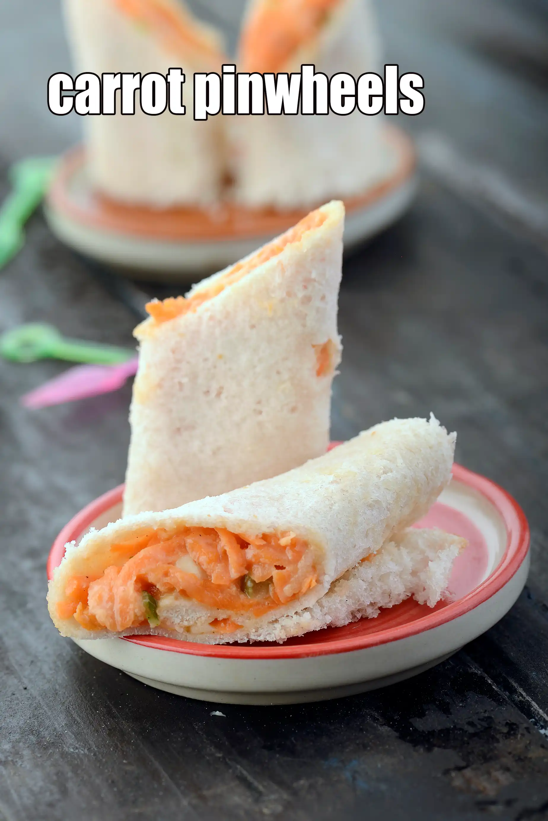 carrot pinwheels recipe | carrot sandwich rolls for kids | carrot stuffed sandwich roll |