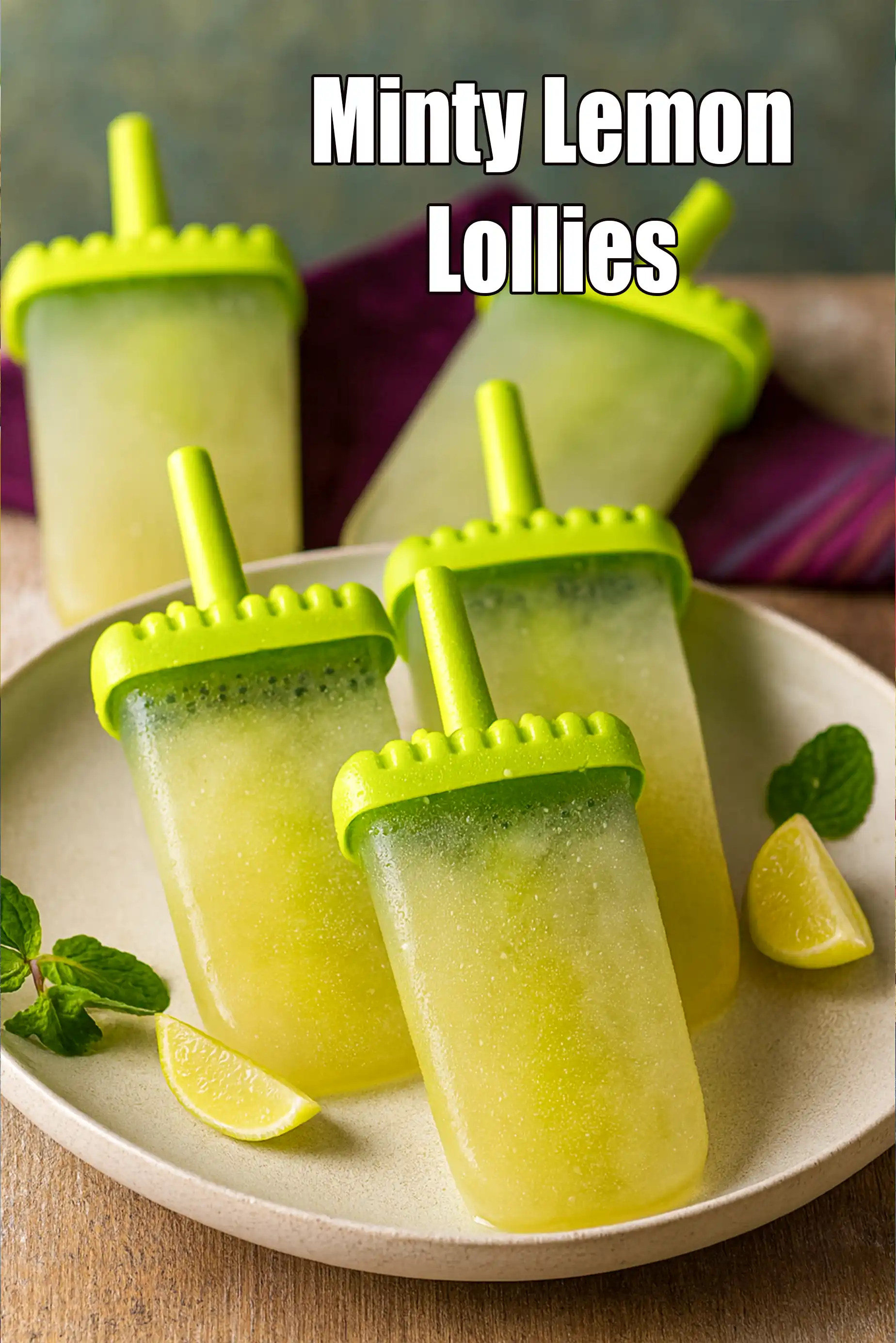 Minty Lemon Lollies recipe | Indian pudina popsicles | lemon mint ice candy for kids |