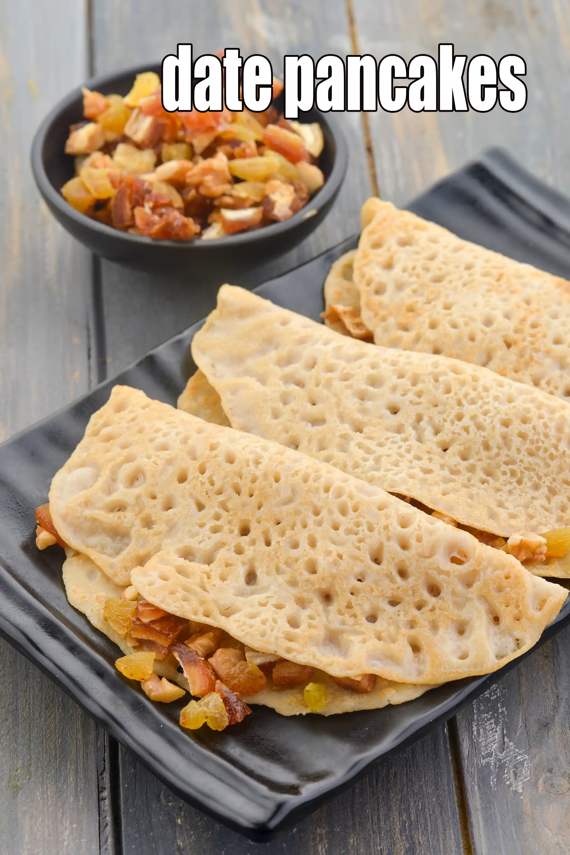 date pancakes | eggless date pancakes | Indian date pancakes with nuts | healthy whole wheat khajur pancakes |