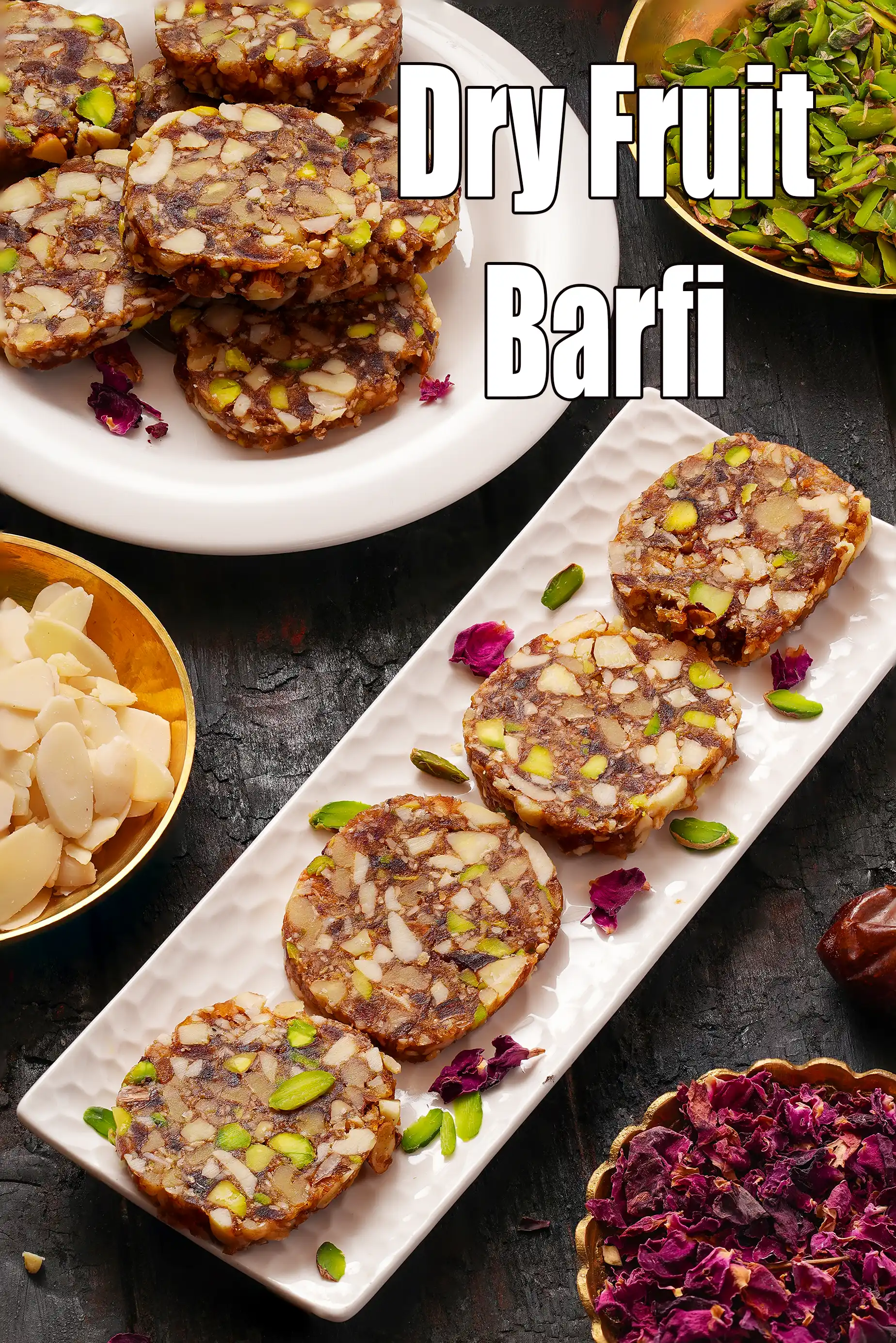 Dry Fruit Barfi, Healthy No Sugar Coconut Dry Fruit Barfi