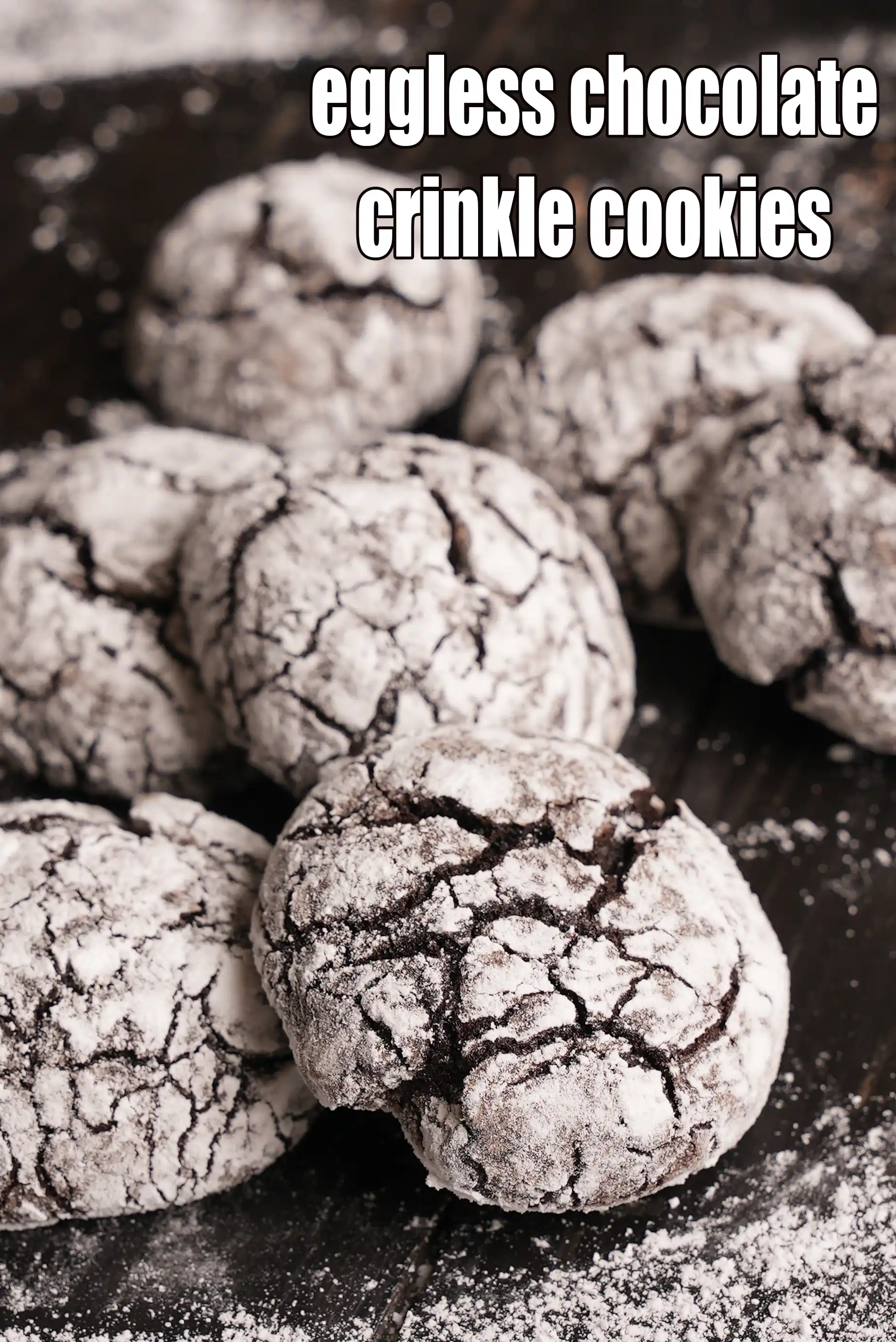 eggless chocolate crinkle cookies recipe | Indian fudgy chocolate crinkle cookies |