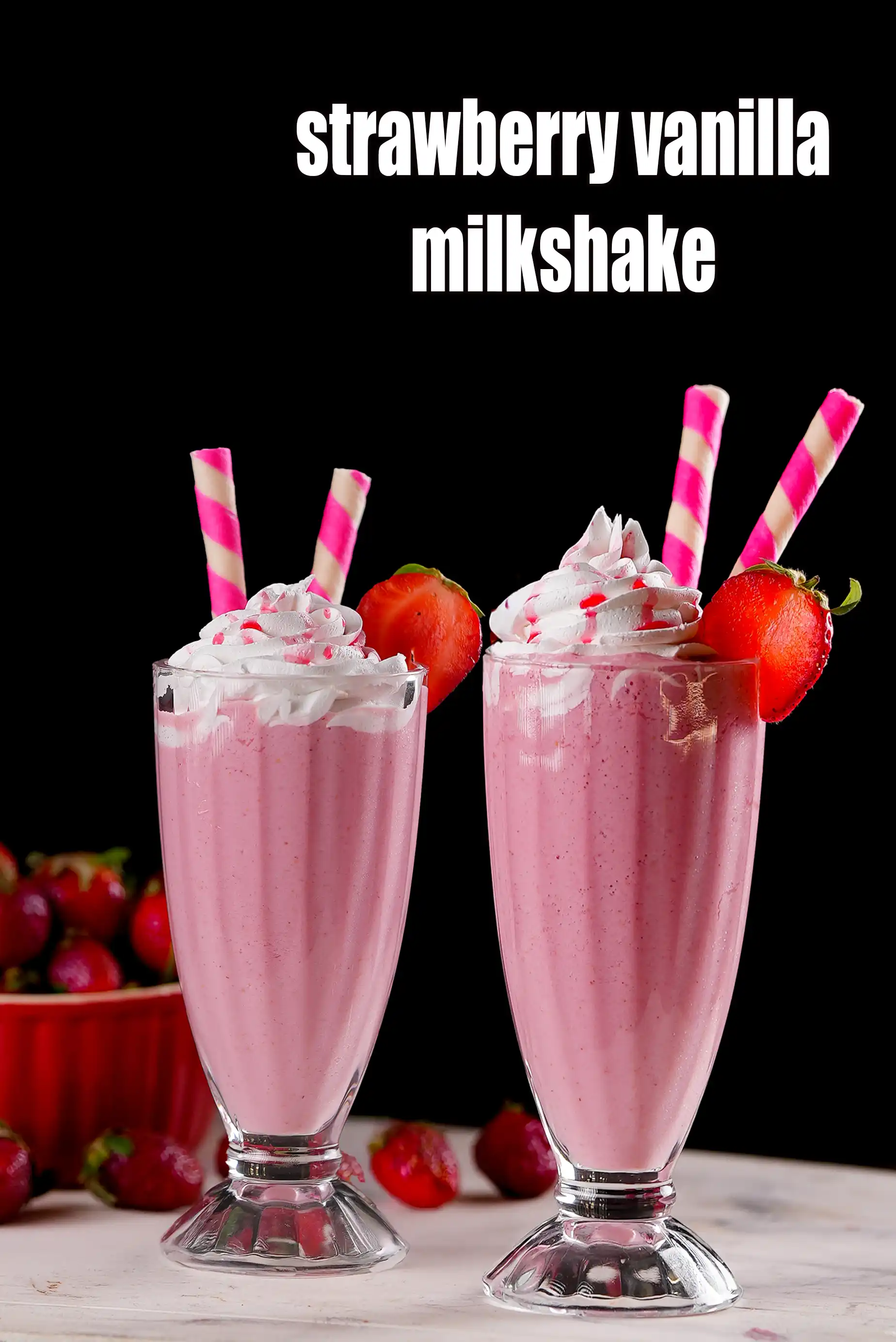 strawberry vanilla milkshake recipe | Indian style strawberry ice cream milkshake | strawberry smoothie |