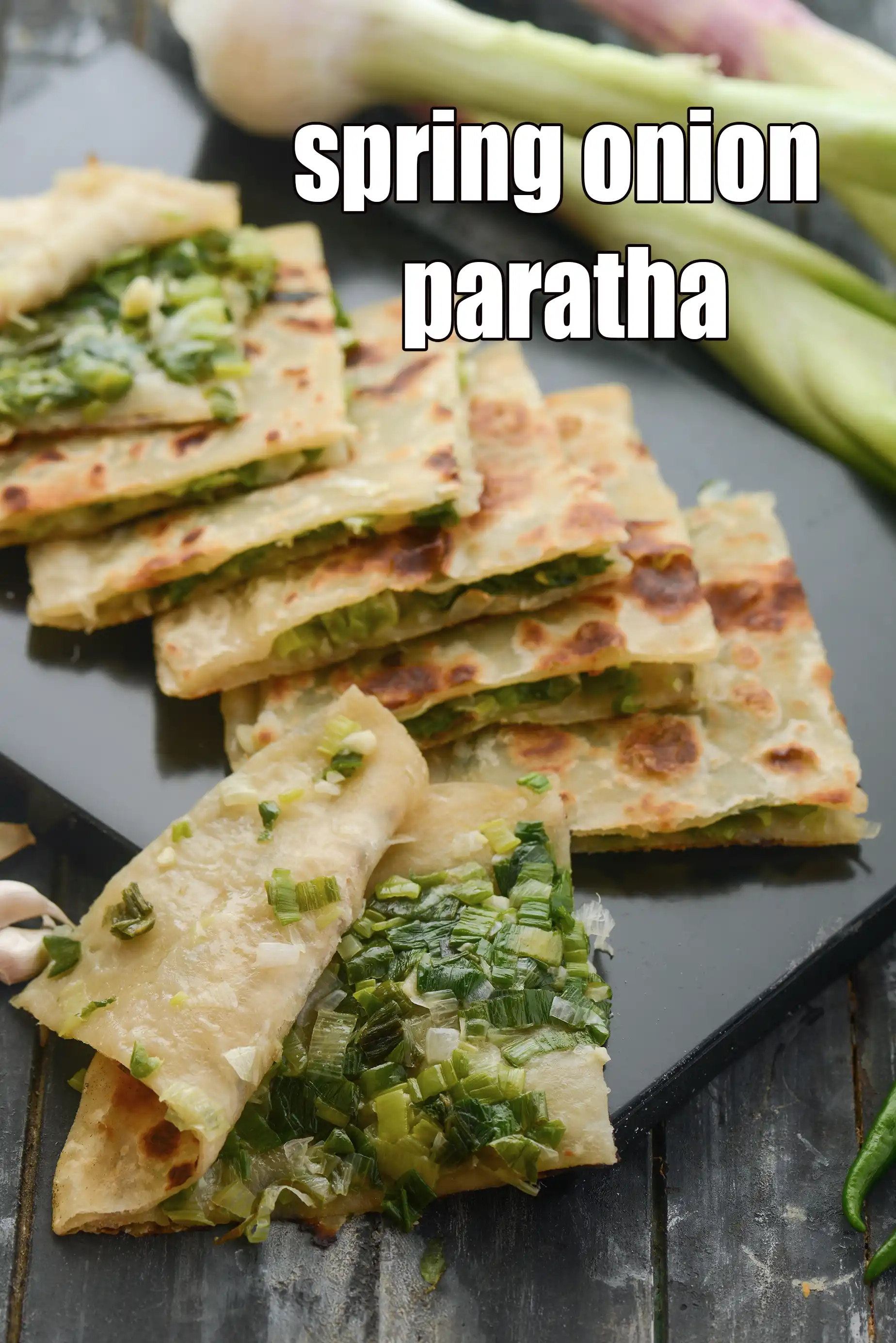 spring onion paratha recipe | hara pyaz paratha | step by step |