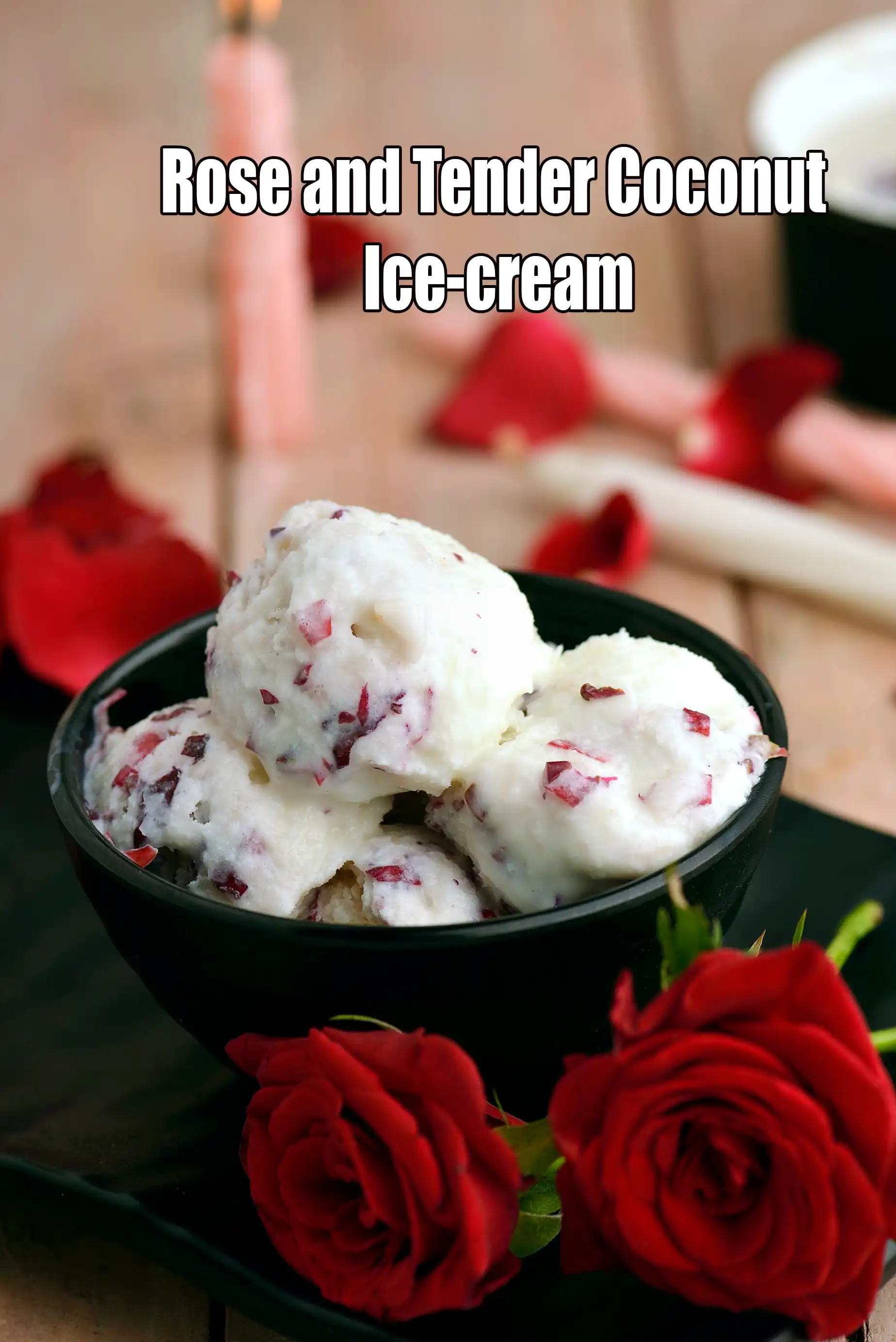 Rose and Tender Coconut Ice-cream | Gulab Nariyal Ice Cream | Indian Summer Rose Ice Cream |