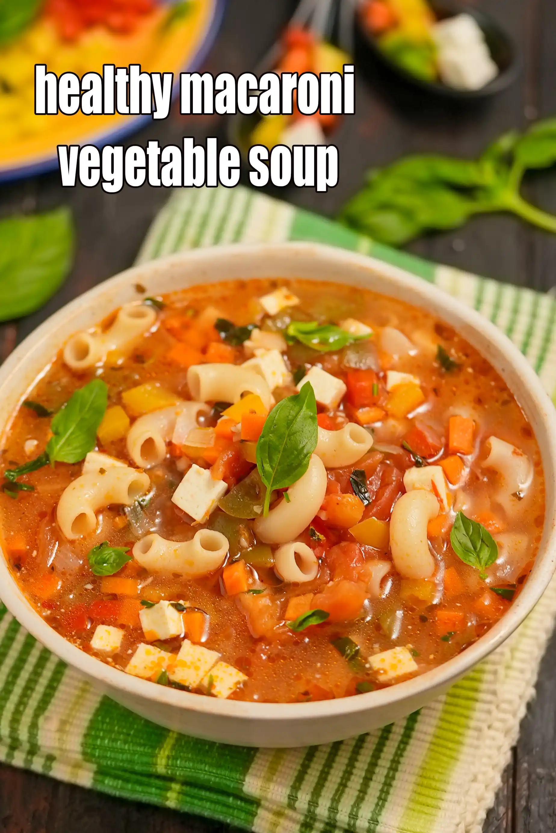 healthy macaroni vegetable soup recipe | mix vegetable clear soup with wheat macaroni | pasta paneer vegetable soup |