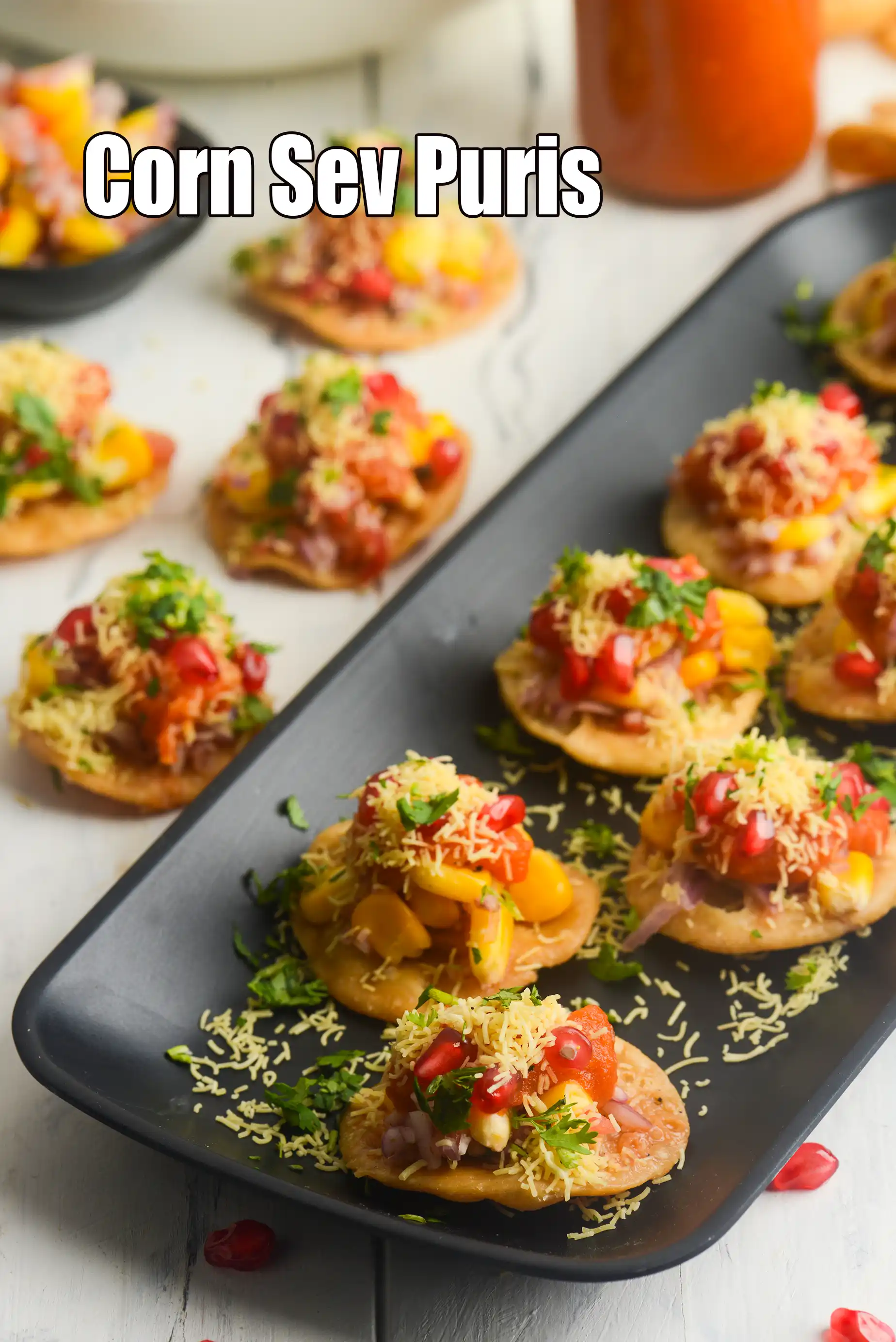 Gluten free corn sev puri | maize flour sev  puris | no wheat sev puris |