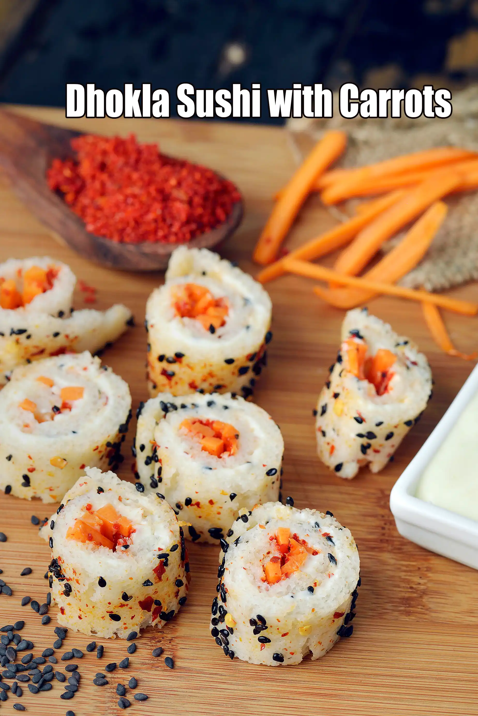 Dhokla Sushi with Carrots recipe