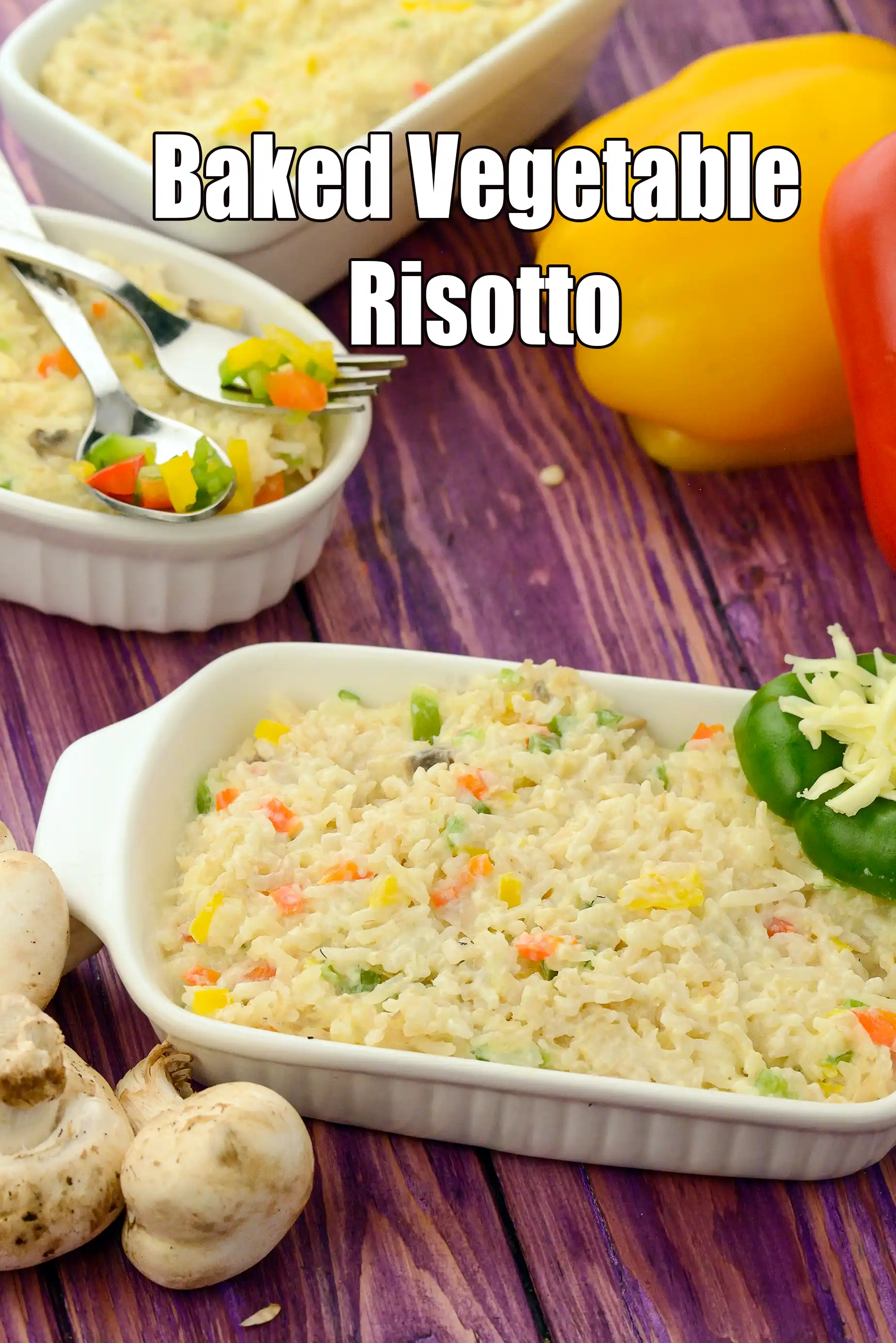 Baked Vegetable Risotto | Indian style vegetarian rice bake |