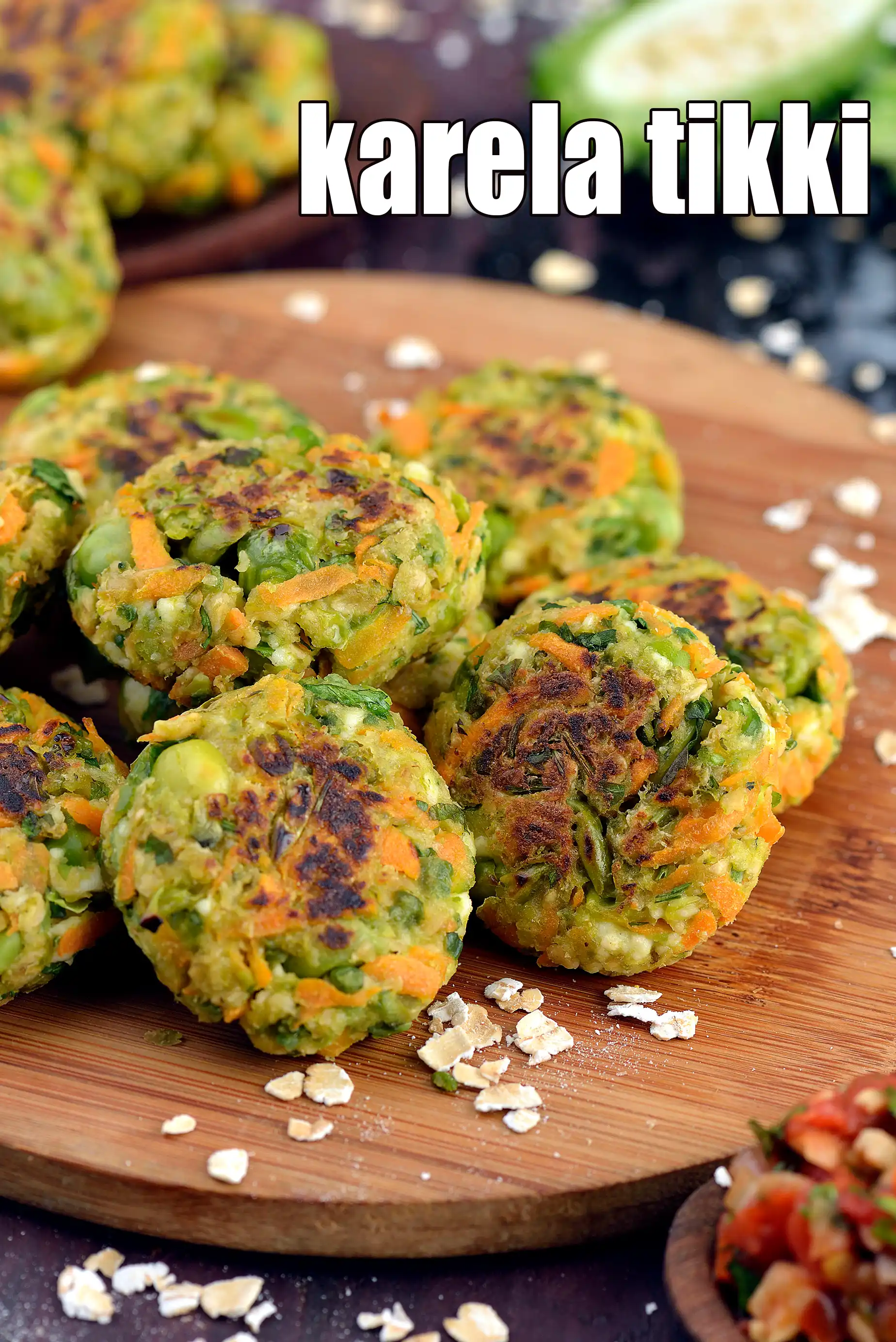 karela tikki recipe | bottle gourd tikki | healthy Indian tikki | karela tikki with garlic tomato chutney |