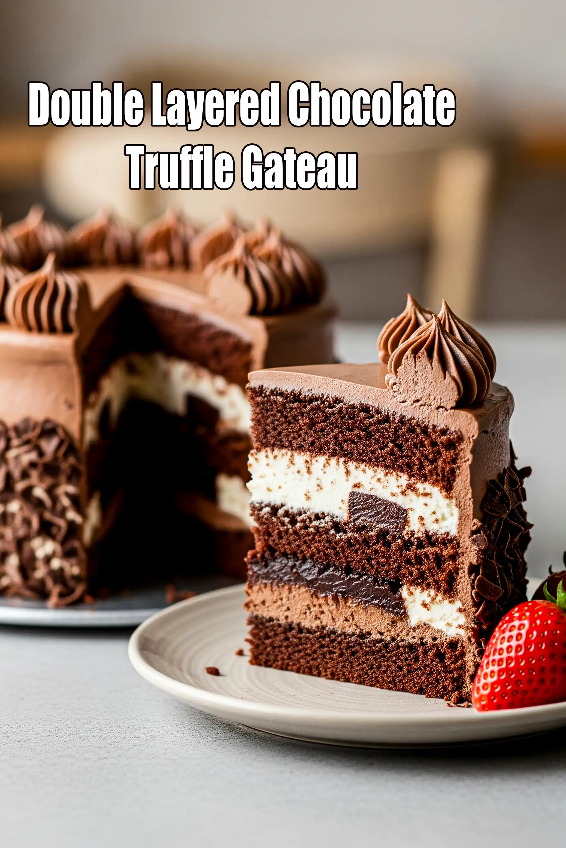 Double Layered Chocolate Truffle Gateau | Eggless Chocolate Truffle Cake | Indian Style Eggless Gateau |