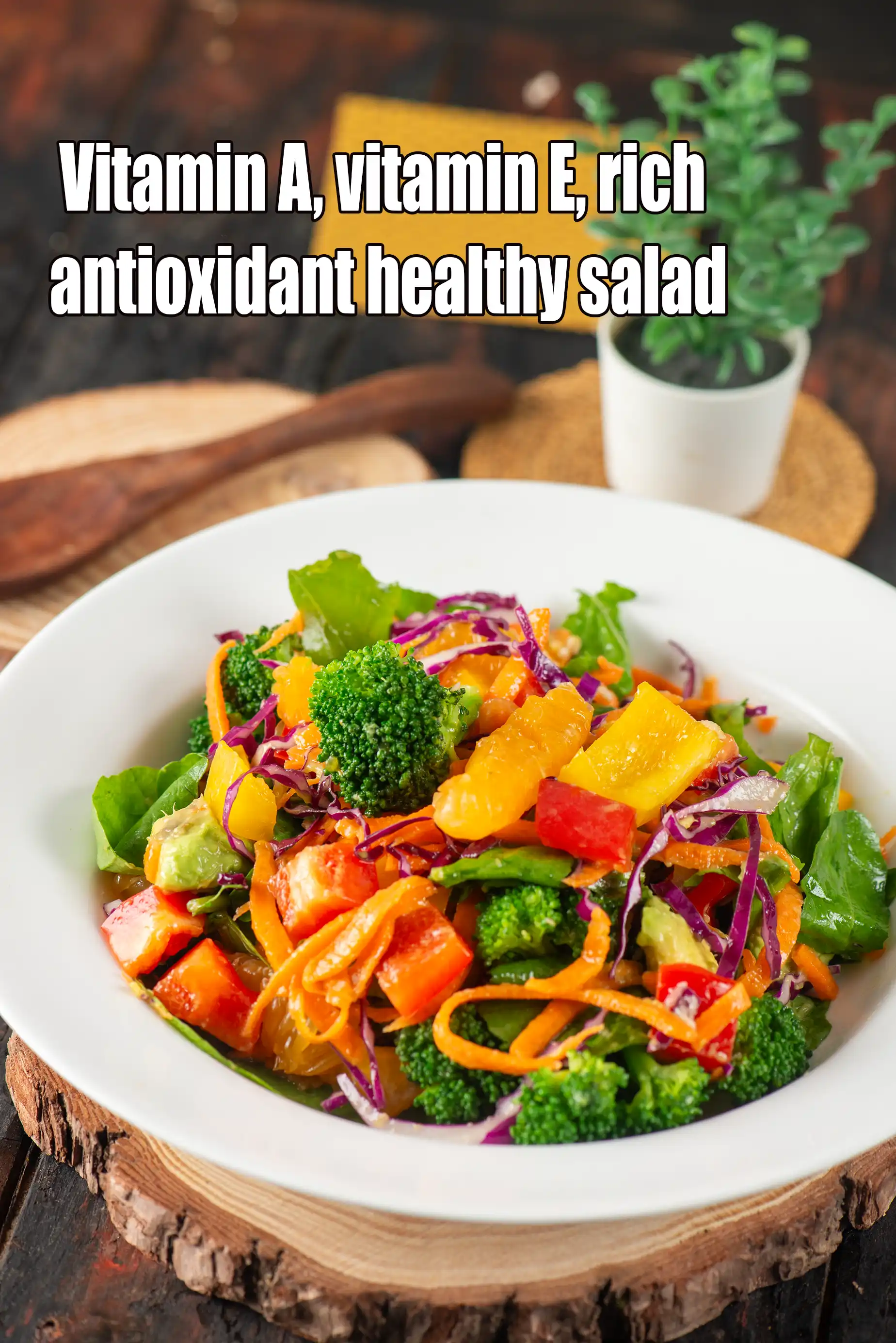 Vitamin A, vitamin E, rich antioxidant healthy salad | avocado vegetable salad with fruits | arugula, broccoli, red cabbage salad with avocado |