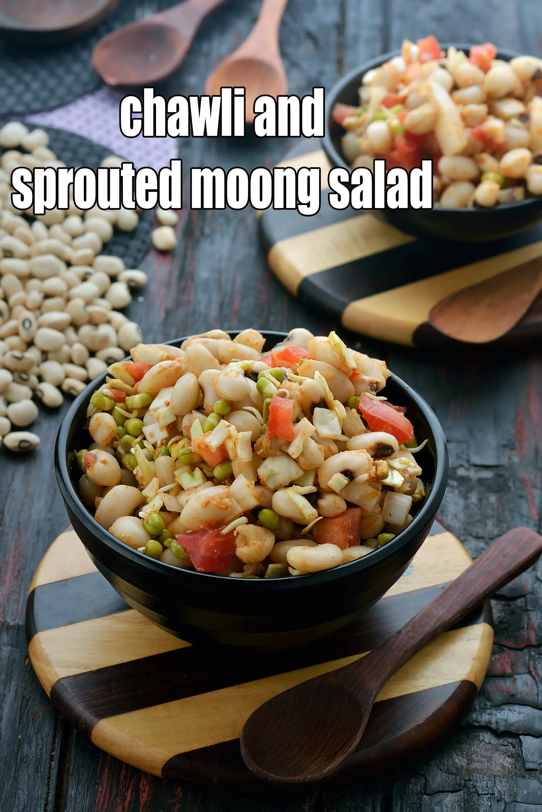 chawli and sprouted moong salad recipe | chawli vegetable salad with sprouts |