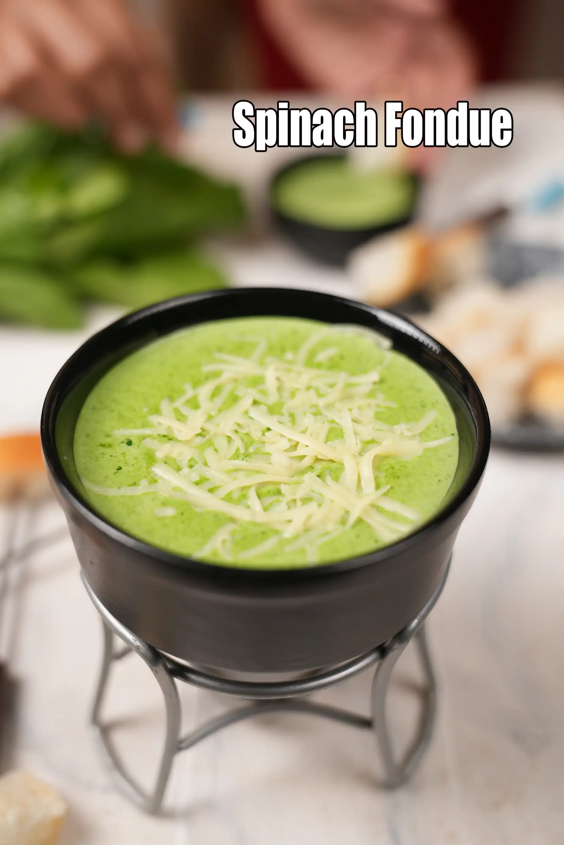 spinach fondue recipe | Indian spinach cheese fondue | creamy spinach fondue |