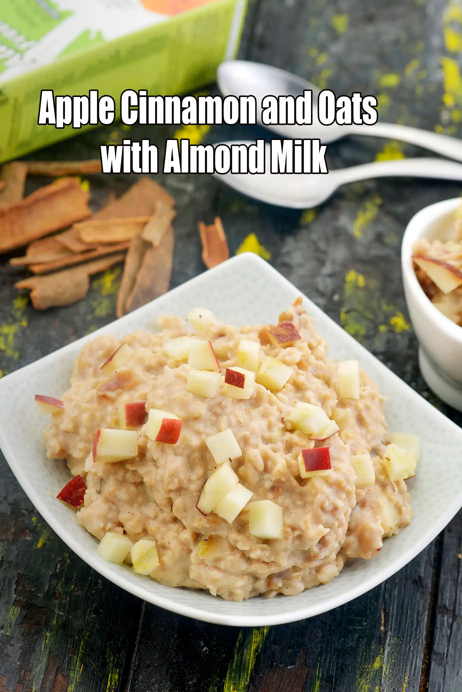 Apple Cinnamon and Oats Recipe with Almond Milk |  Quick Vegan Oats, Apple Cinnamon Breakfast | Dairy-Free Oats |