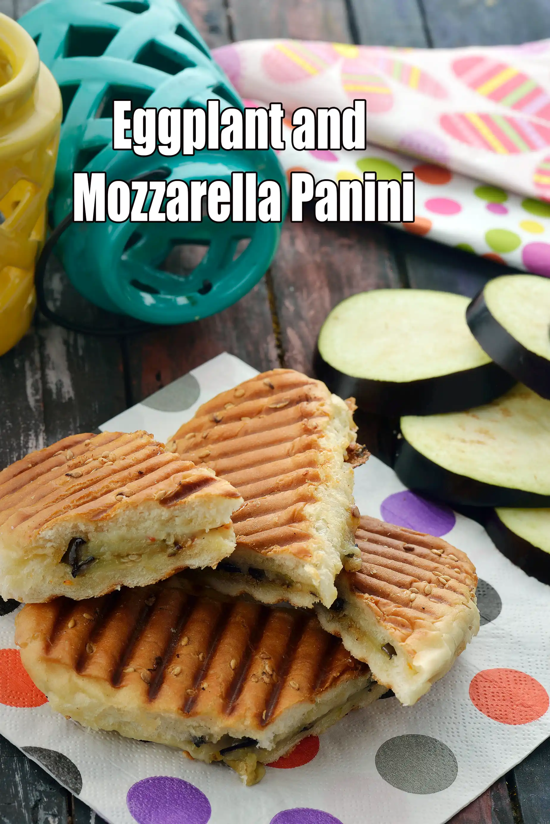 Eggplant Mozzarella Panini | Baingan Grilled hot dog rolls Sandwich | Indian Mozzarella Brinjal Sandwich | Grilled Eggplant Sandwich |