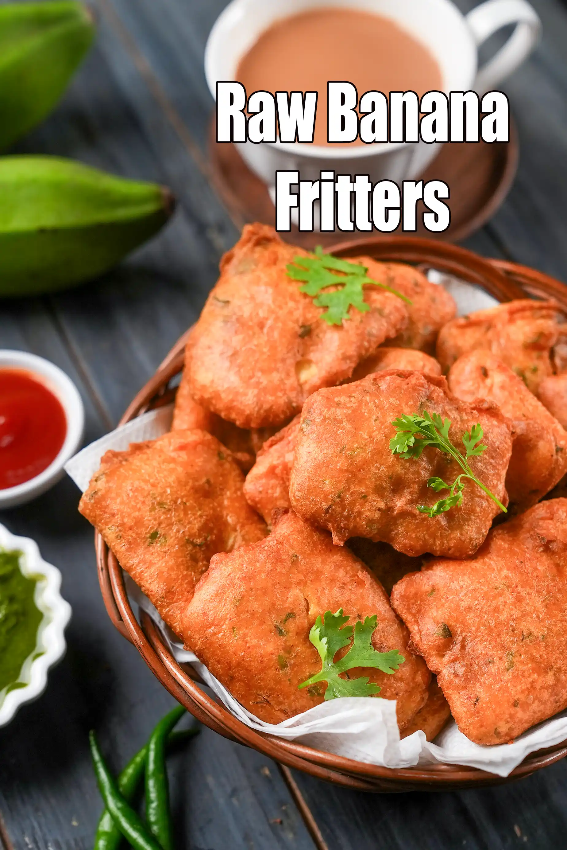 raw banana fritters recipe | raw banana bajji | kaccha kela pakoda |