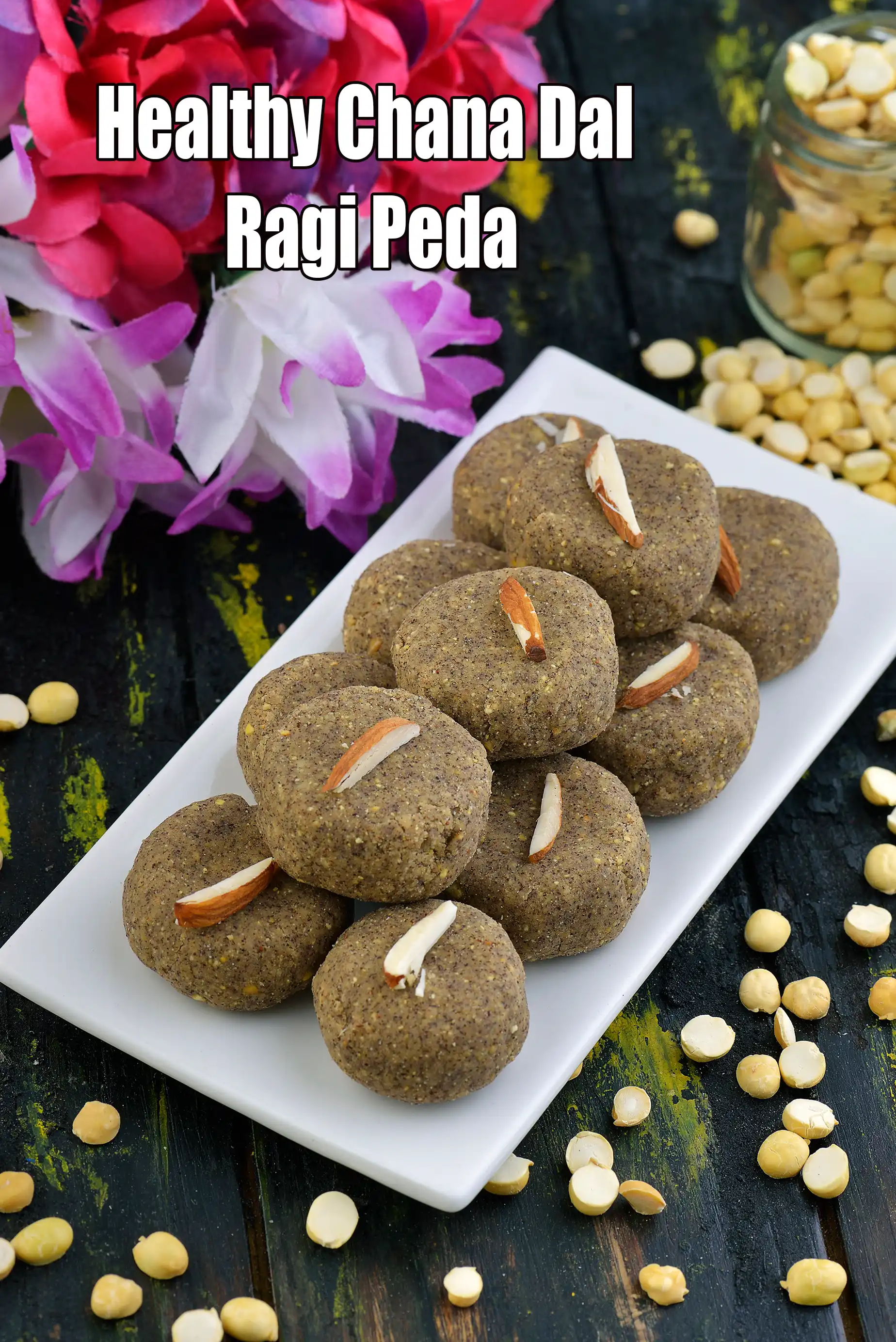 Chana Dal Ragi Peda | no sugar peda | dairy free peda | millet peda |
