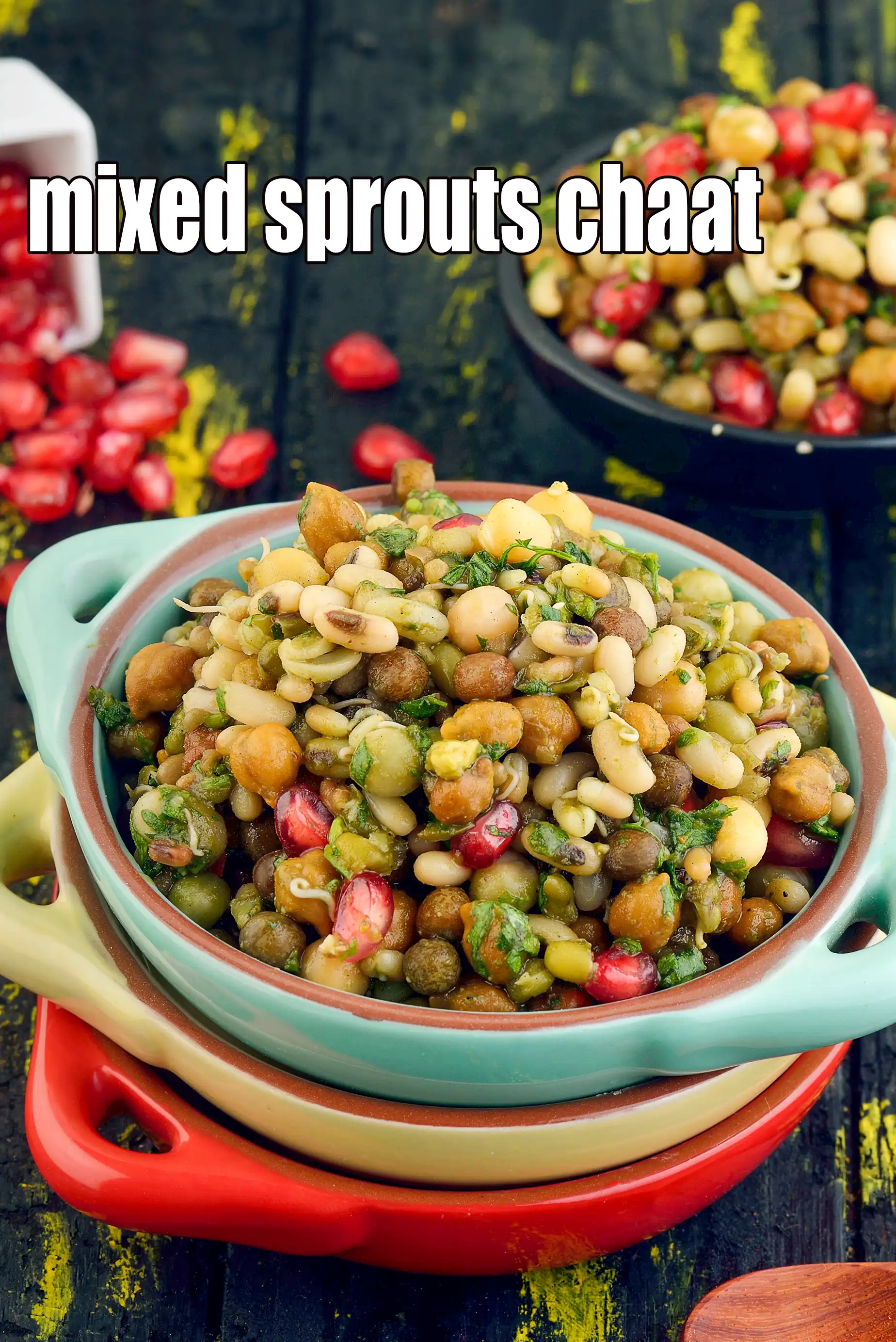 mixed sprouts chaat | Indian sprouts chaat | boiled mixed sprouts chaat