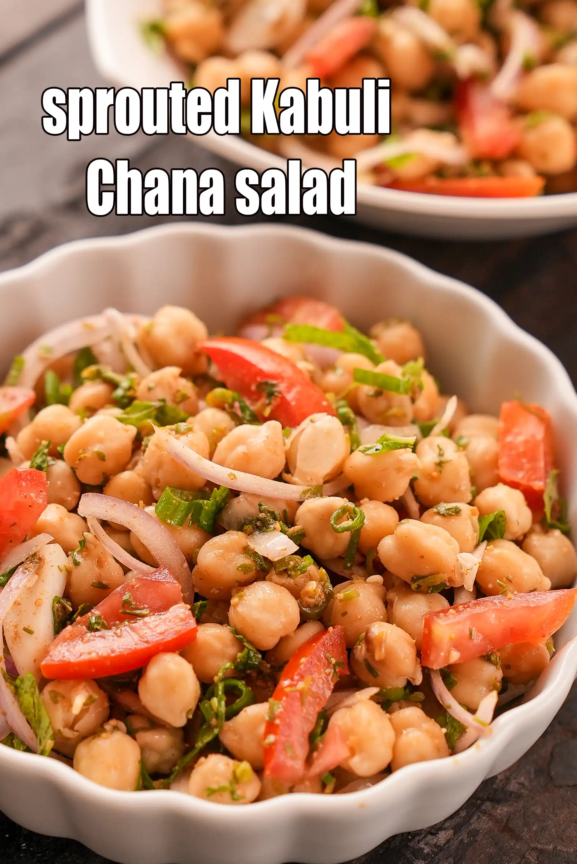 sprouted Kabuli Chana salad recipe | sprouted Indian chick pea salad | protein rich white chick pea salad |