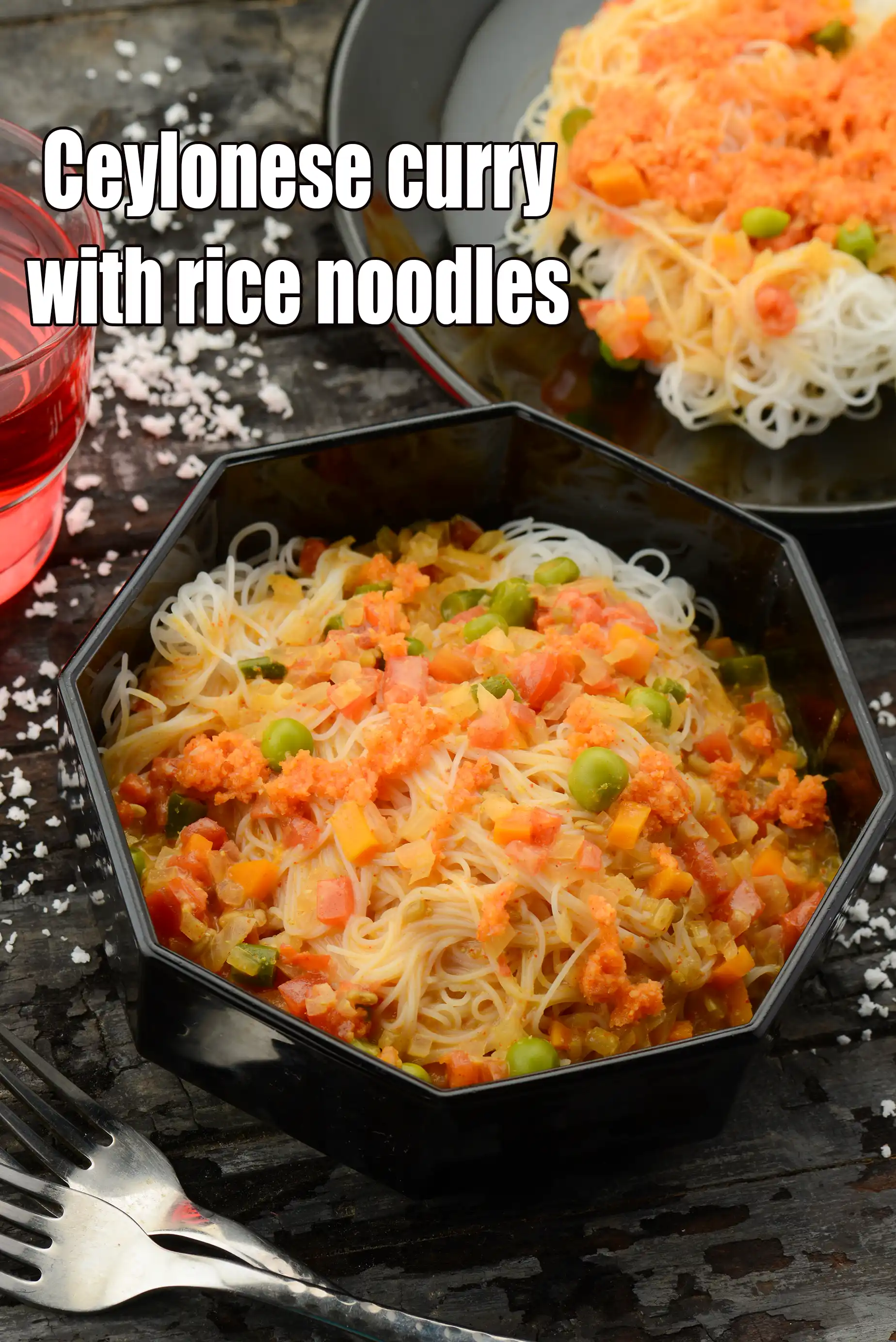 Ceylonese curry with rice noodles recipe | Sri Lankan veg rice noodles with coconut milk |
