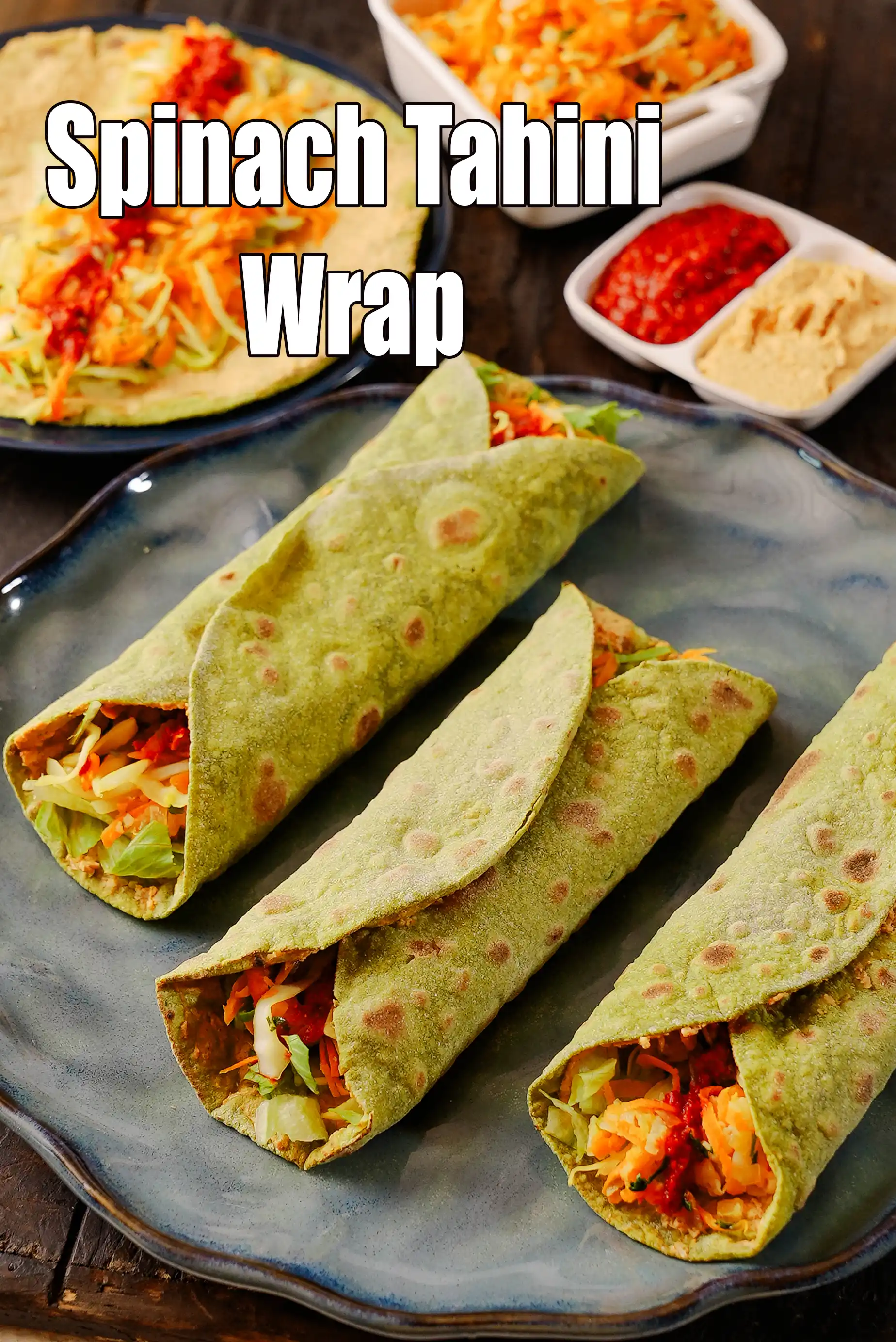 spinach tahini wrap recipe | Middle Eastern spinach tahini vegetable wrap | Indian style healthy spinach tahini vegetarian wrap |