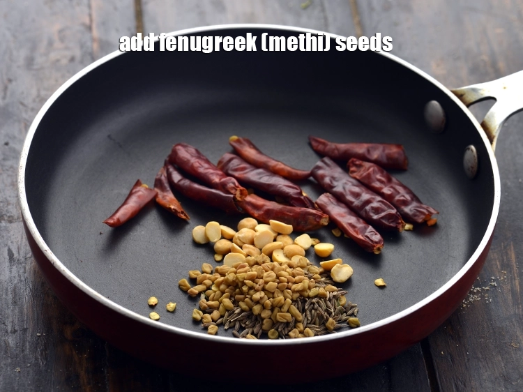 Step 5 – <p>જીરું અને મેથીના દાણા ઉમેરો. Add the cumin seeds and the fenugreek seeds.</p>