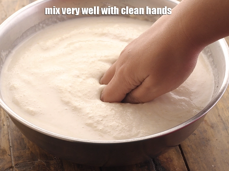 Step 30 – <p>સ્વચ્છ હાથથી ખૂબ સારી રીતે મિક્સ કરો. તમારા હાથથી મિક્સ કરવાથી આથો પ્રક્રિયામાં મદદ મળે …