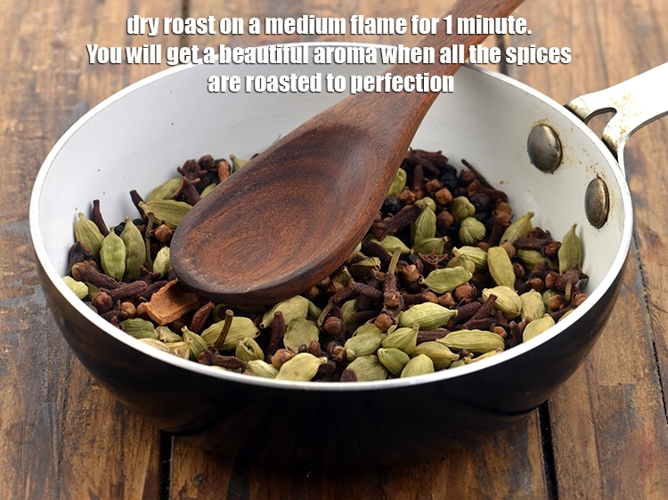 Step 6 – <p>મધ્યમ તાપ પર ૧ મિનિટ માટે સૂકા શેકો. બધા મસાલા સંપૂર્ણ રીતે શેકાઈ જાય પછી …