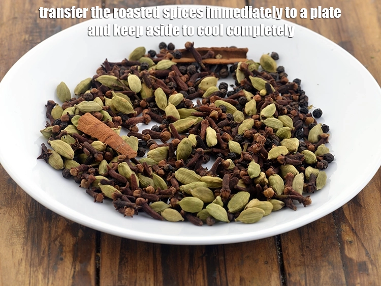 Step 7 – <p>શેકેલા મસાલાઓને તરત જ પ્લેટમાં કાઢીને સંપૂર્ણપણે ઠંડા થવા માટે બાજુ પર રાખો. તમારે ખૂબ …