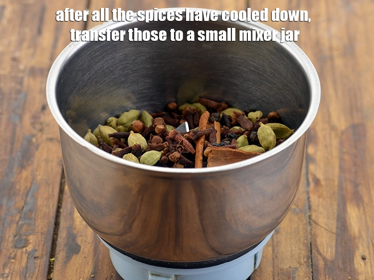 Step 8 – <p>બધા મસાલા ઠંડા થઈ ગયા પછી, તેને નાના મિક્સર જારમાં સ્થાનાંતરિત કરો. After all the …