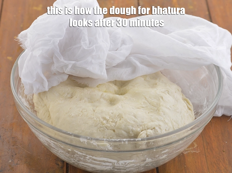 Step 14 – <p>૩૦ મિનિટ પછી ભટુરાનો લોટ આ રીતે દેખાય છે.</p>