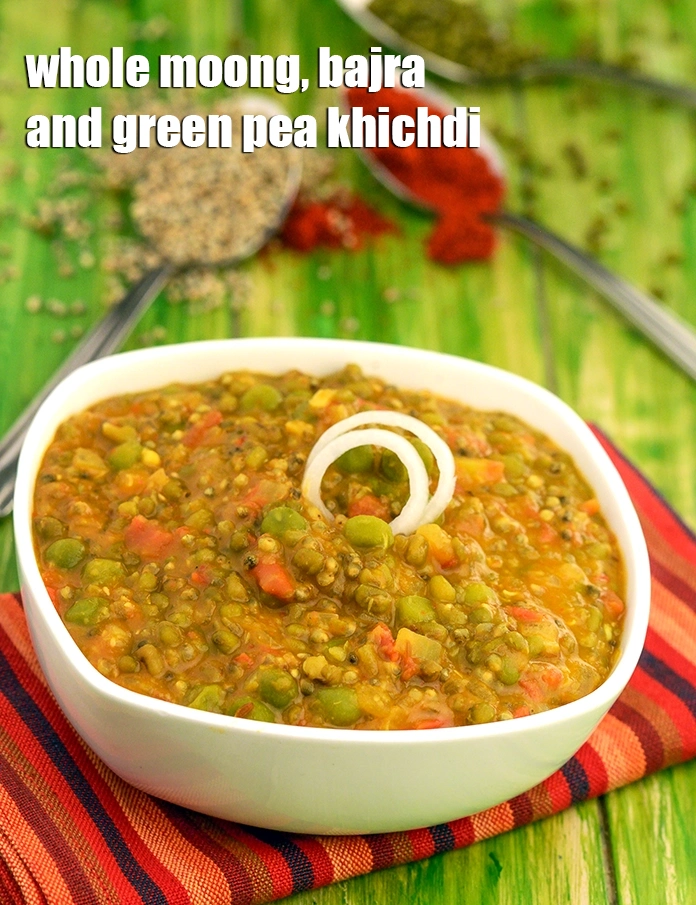 Step 34 – <p><span style="background-color:rgb(255,255,255);color:rgb(0,0,0);">બાજરી આખા મગ અને લીલા વટાણાની ખીચડી ગરમાગરમ પીરસો. પરંપરાગત રીતે બાજરી ખીચડી ઘી …