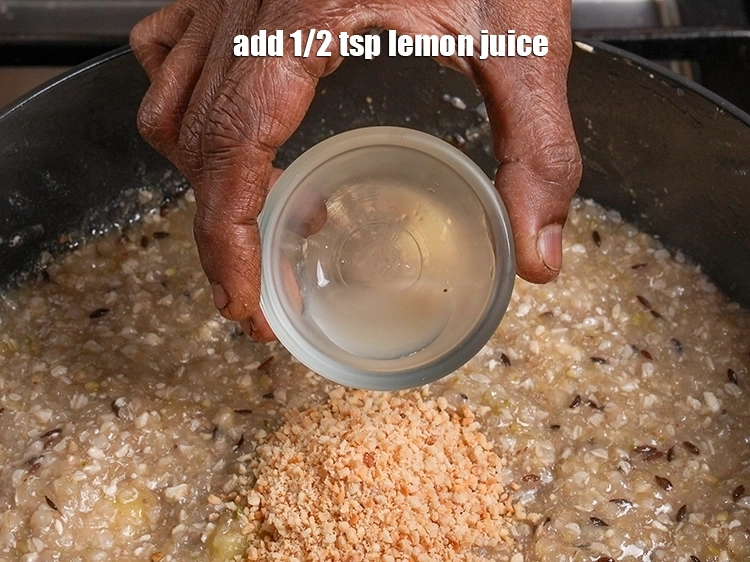 Step 23 – <p style="margin-left:0px;">થોડો લીંબુનો રસ ઉમેરો, સારી રીતે મિક્સ કરો અને મધ્યમ તાપ પર ૧ મિનિટ …