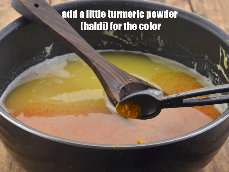 Step 32 – <p>રંગ માટે થોડી હળદર પાવડર ઉમેરો.</p>