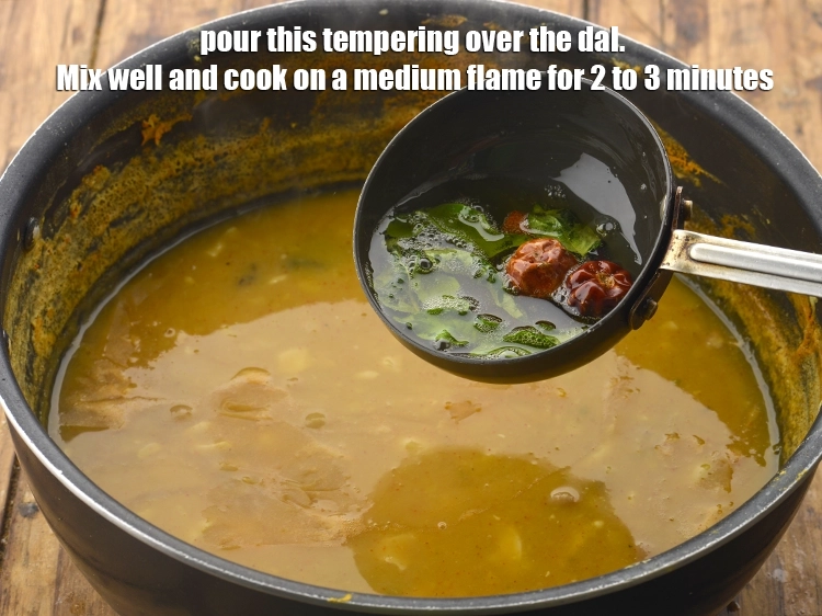 Step 42 – <p>આ ટેમ્પરિંગ દાળ પર રેડો. સારી રીતે મિક્સ કરો અને મધ્યમ તાપ પર ૨ થી …