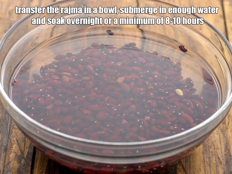 Step 7 – <p>રાજમાને એક બાઉલમાં કાઢી લો, પૂરતા પાણીમાં ડુબાડીને આખી રાત અથવા ઓછામાં ઓછા 8-10 કલાક …
