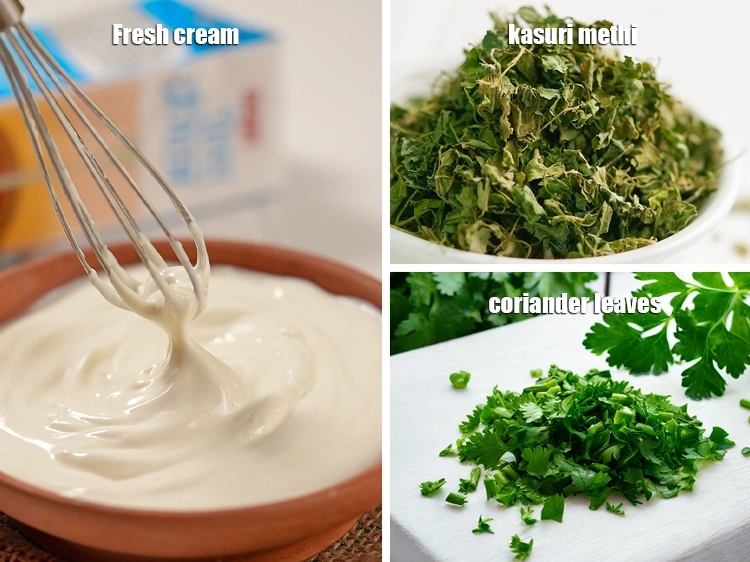 Step 3 – <p>તૈયારીના અંતે ફ્રેશ ક્રીમ, કસુરી મેથી, ધાણાના પાન ઉમેરી શકાય છે.</p>