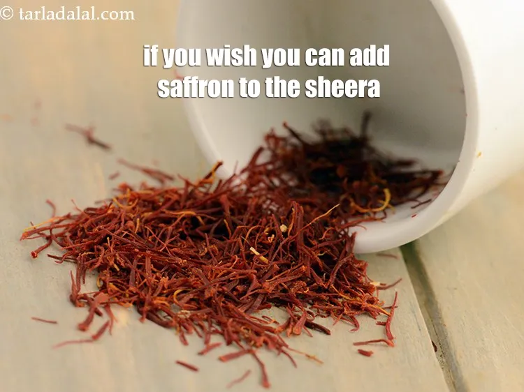 Step 14 – <p><span style="background-color:rgb(255,255,255);color:rgb(0,0,0);">જો તમે ઈચ્છો તો તમે શીરામાં કેસર ઉમેરી શકો છો.</span></p>