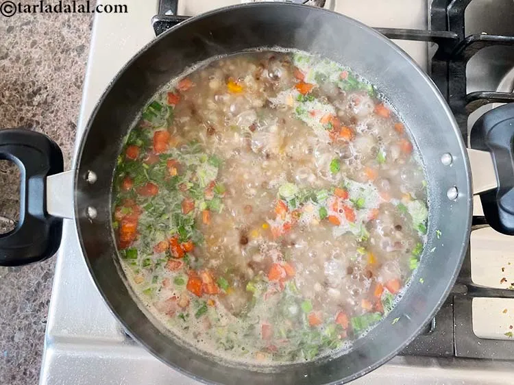 Step 29 – <p><strong>વેજીટેબલ બાર્લી સુપ | ભારતીય શૈલી જવનું સૂપ | પૌષ્ટિક જવનું સૂપ |</strong> ઉકાળો અને …