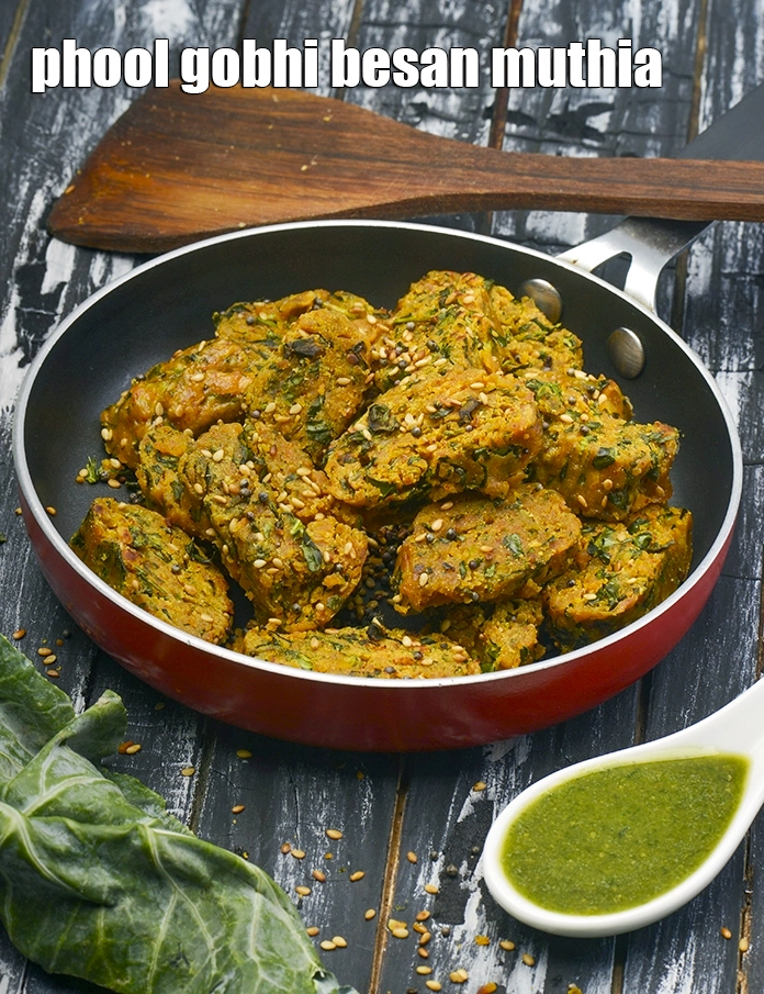 Step 23 – <p><strong>ફૂલકોબીના પાન અને બેસન મુઠિયા</strong>ને તરત જ લીલી ચટણી સાથે પીરસો.</p>