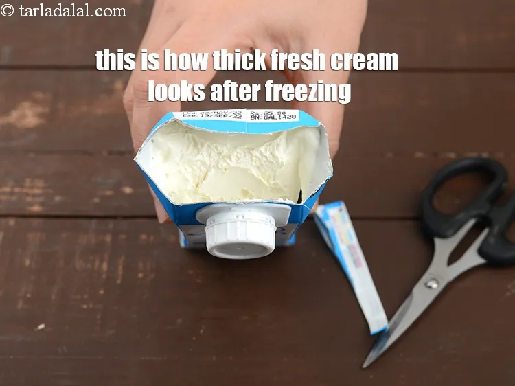 Step 5 – <p>ફ્રીઝર પછી જાડું ફ્રેશ ક્રીમ આ રીતે દેખાય છે.</p>