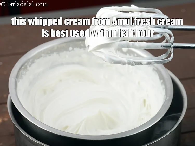 Step 25 – <p><span style="background-color:rgb(255,255,255);color:rgb(0,0,0);">આ ક્રીમ કડક શિખરો બનાવે છે પરંતુ તેનો ઉપયોગ 1/2 કલાકની અંદર કરવો પડશે, …