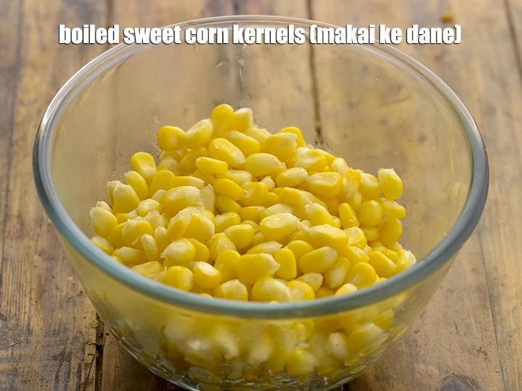 Step 2 – <p>આગળ, આપણે સ્વીટ કોર્નના દાણાને ઉકાળવાની જરૂર છે. તમે તેમને પ્રેશર કૂકરમાં, સીધા સ્ટોવ ઉપર …