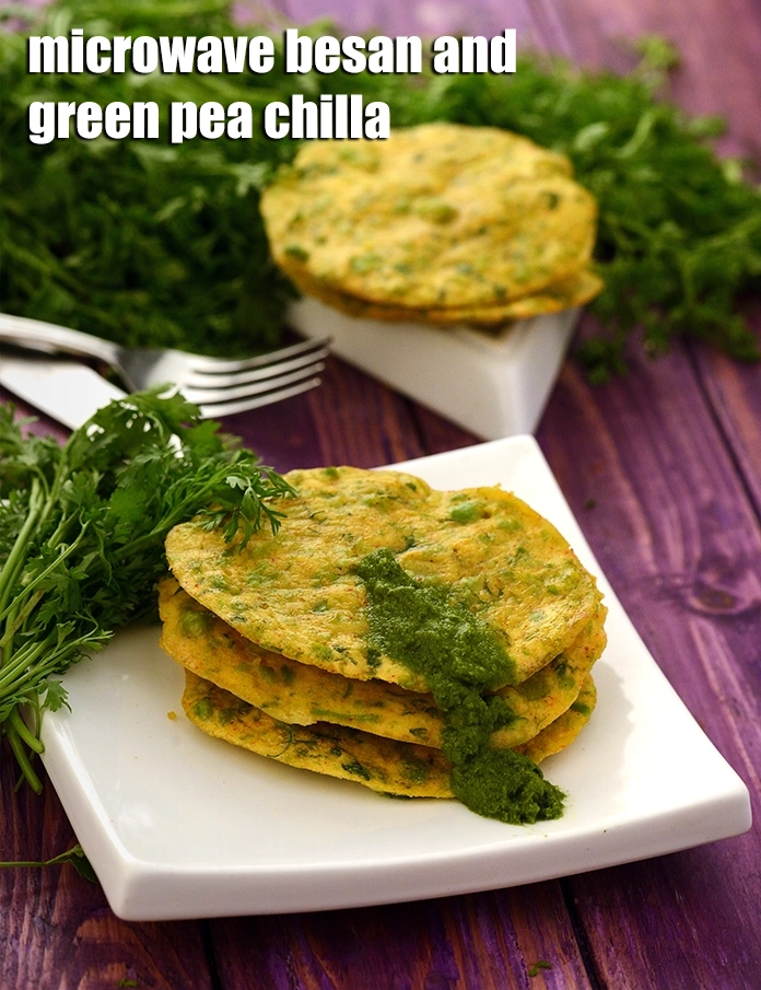 Step 16 – <p><strong>માઇક્રોવેવમાં બેસન અને લીલા વટાણાના ચીલા</strong>ને લીલી ચટણી સાથે તરત જ સર્વ કરો.</p>
