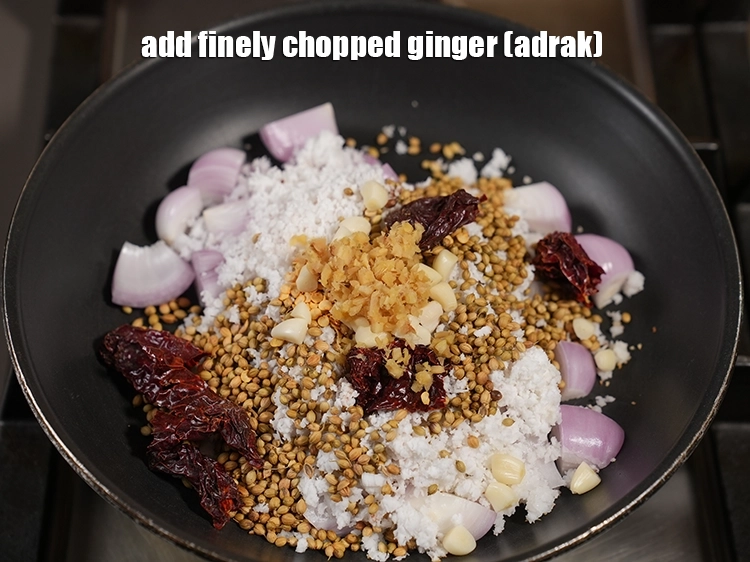 Step 7 – <p>૧ ચમચી બારીક <a href="https://www.tarladalal.com/glossary-ginger-adrak-gujarati-453i#ing_2366"><u>સમારેલું આદુ (chopped ginger)</u></a> ઉમેરો.</p>